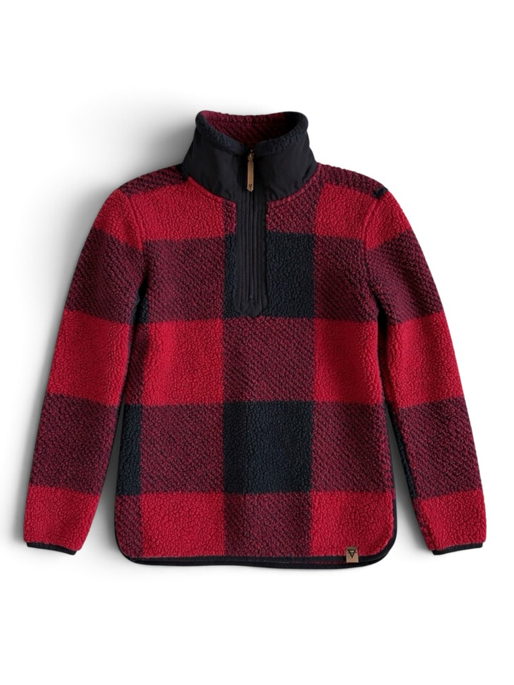 LIV Red and Black Buffalo Check Plaid Sherpa Fleece Half Zip Pullover Outdoor M